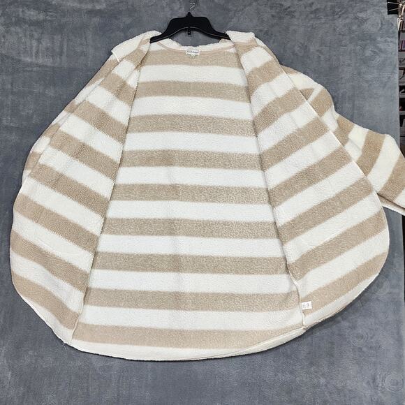 P.J. Salvage Sherpa Hooded Lounging Jacket Duster Cardigan Plush Striped XL - Picture 3 of 8